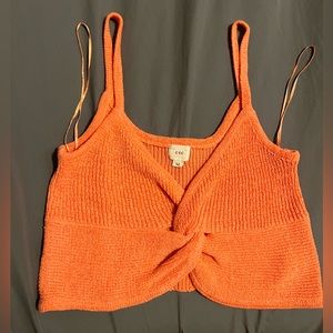 Orange Twisted Front Knit Bralet Size M